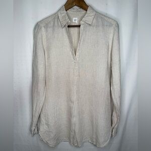 GAP Natural Linen Long Sleeve Popover Tunic